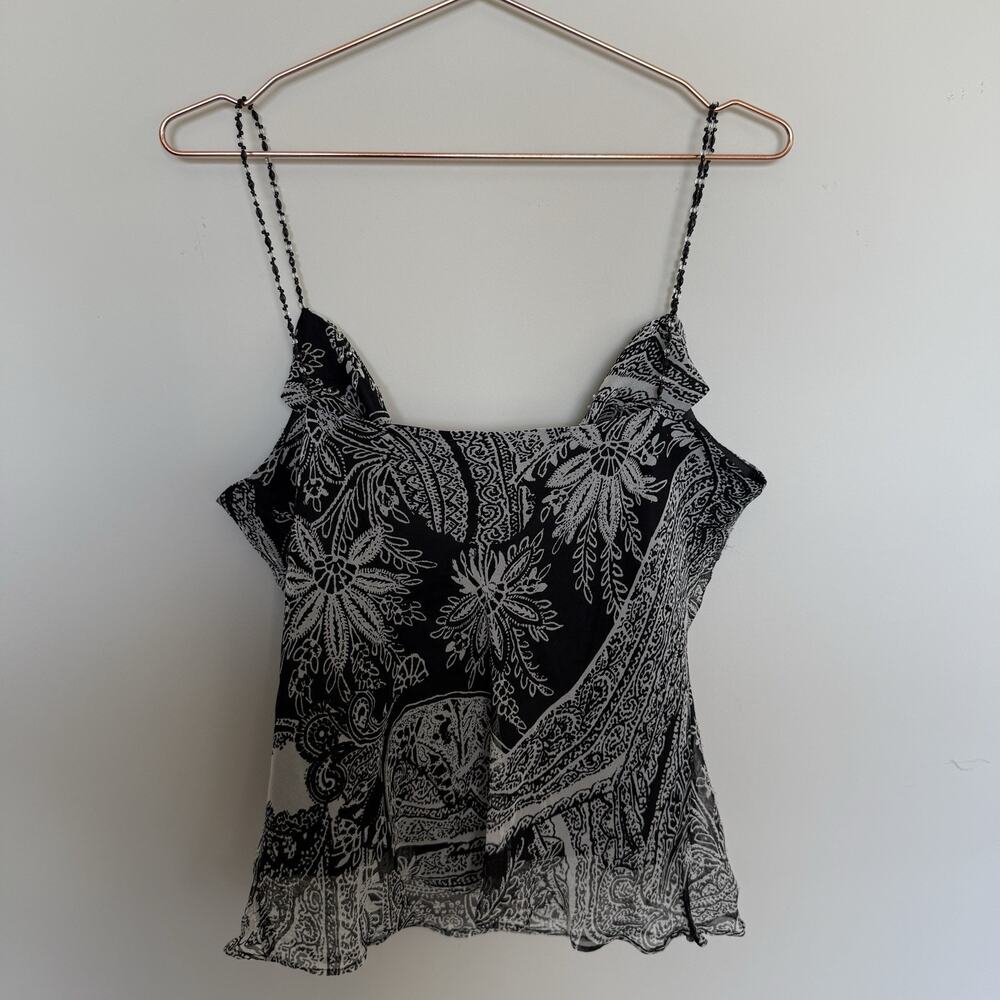 VTG Y2K ICE Tank Top Womens XL Silk Fairy Grunge Romantic Whimsigoth Beaded Goth - Picture 7 of 7